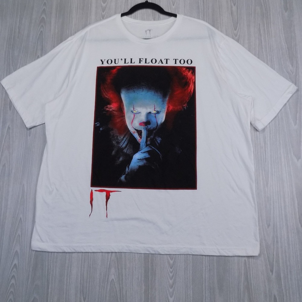 IT Chapter Two Pennywise T-Shirt Mens 2XL White You'll Float Too EUC Horror